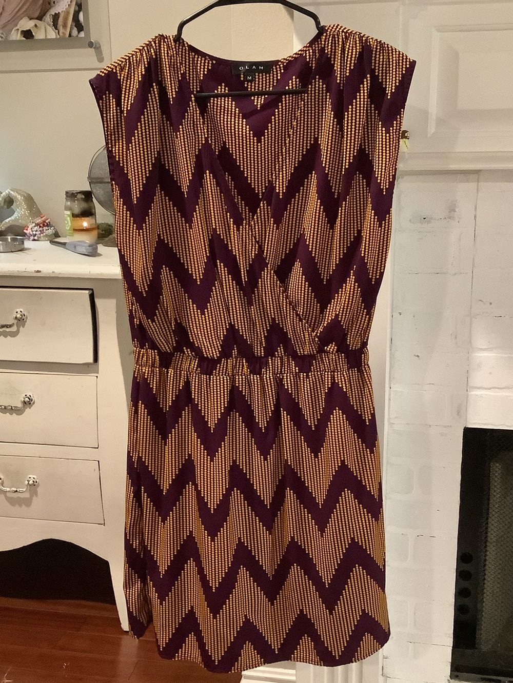 glam Purple and Gold Chevron Midi Dress